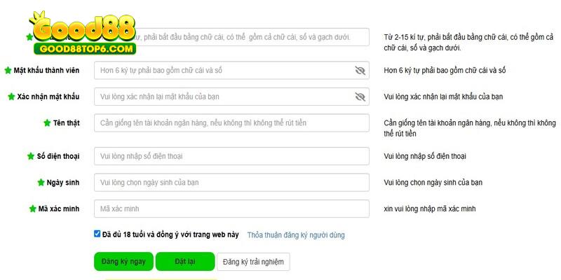 Đăng ký Good88 không phải trả phí